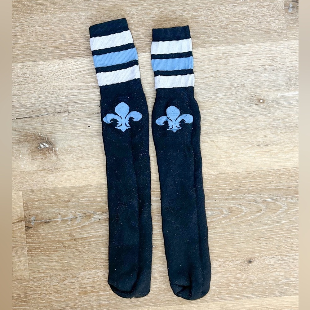 Kappa Kappa Gamma Fleur-de-Lis Navy‎ Tall tube socks with light blue stripes
